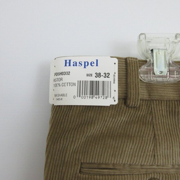 Men's Haspel Brown Astor Corduroy Slacks 38 x 32 Straight Leg Cuffs 100% Cotton - Picture 3 of 9